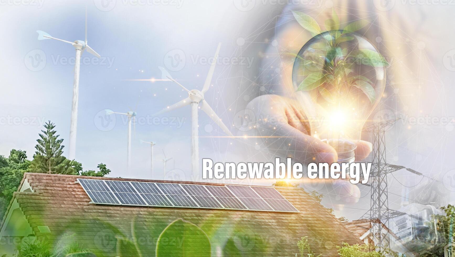 Sustainable development and business operations based on renewable energy, eco concepts, green industries using renewable energy can limit global warming. photo