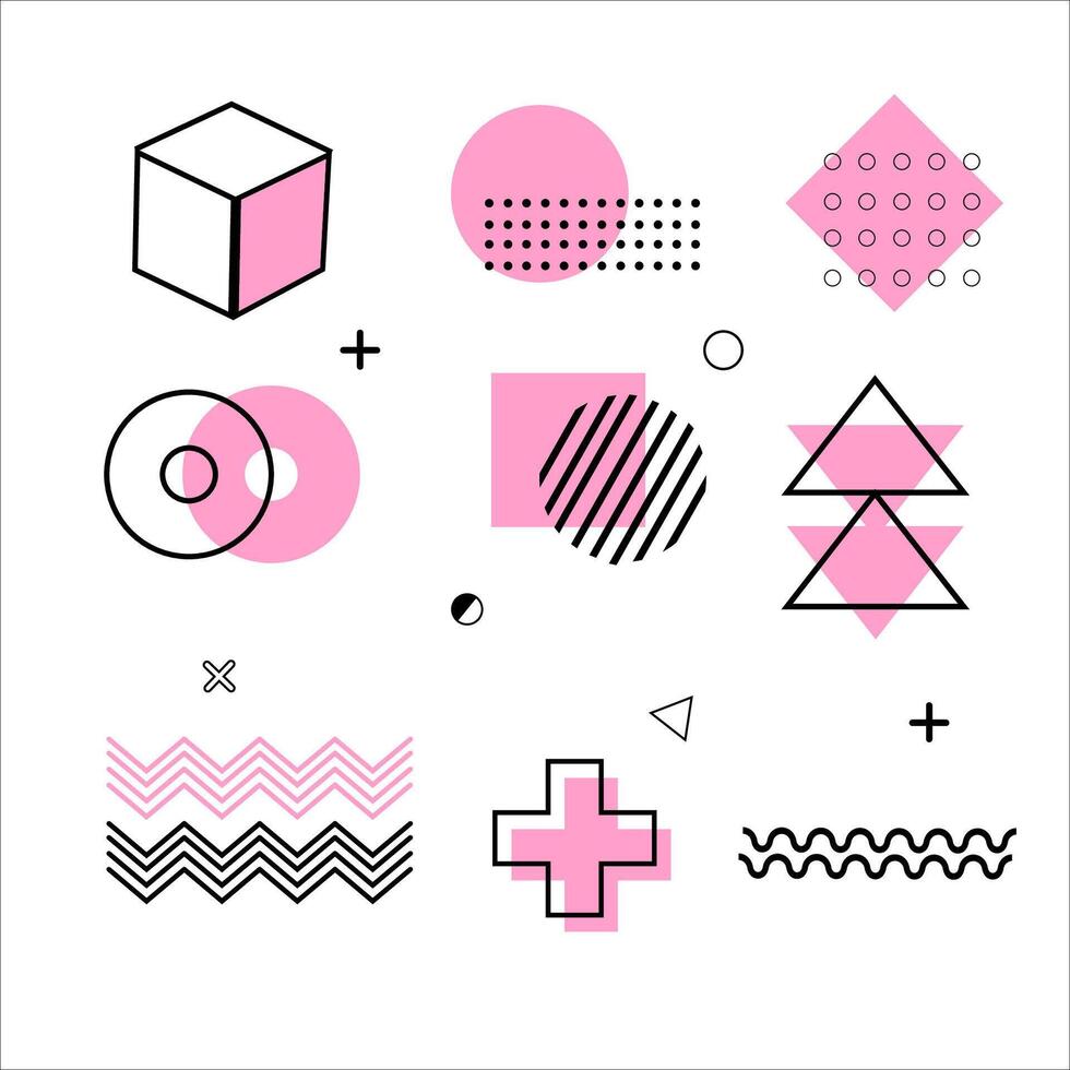 Memphis Geometric Element Design Collection vector
