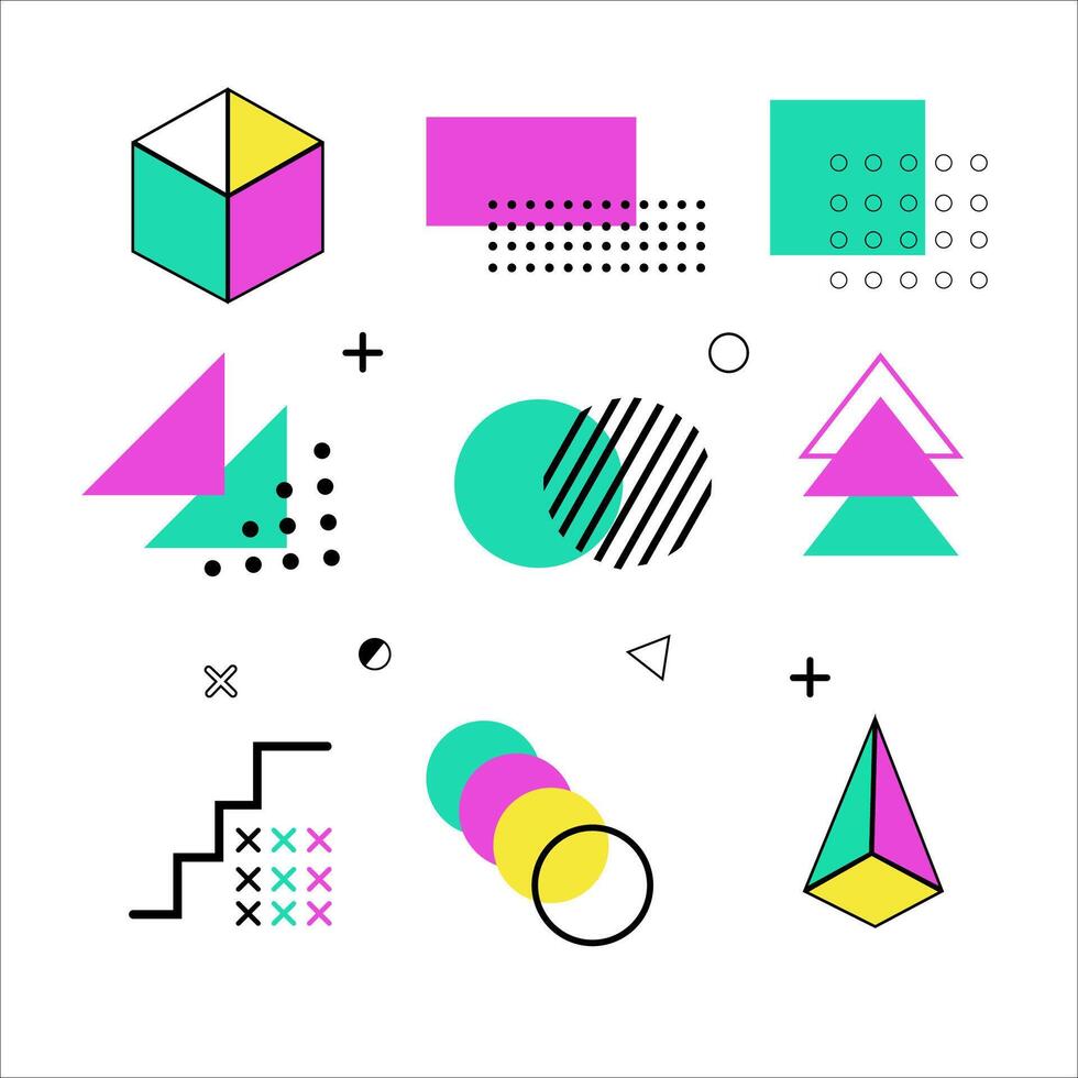 Memphis Geometric Element Design Collection vector