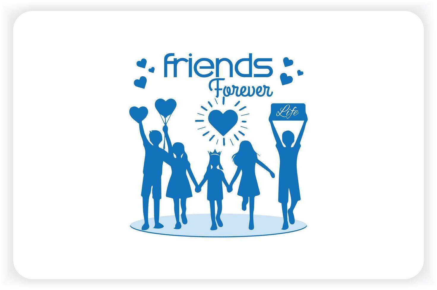 Friends Forever lettering with silhouette vector