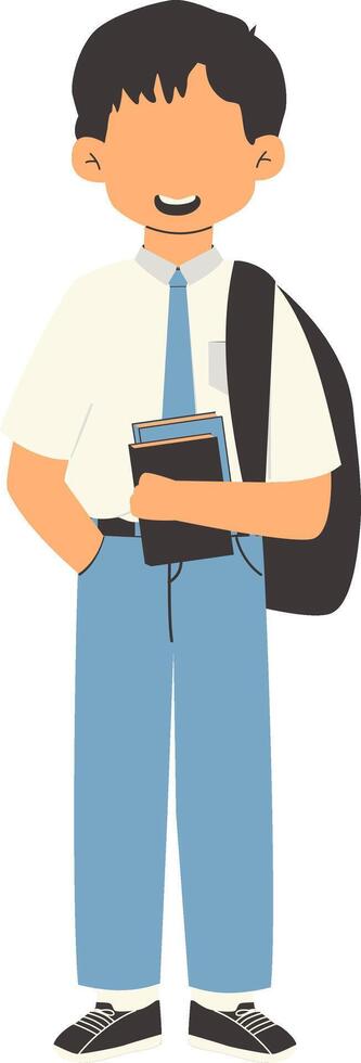 Indonesian senior high school student carrying backpack vector