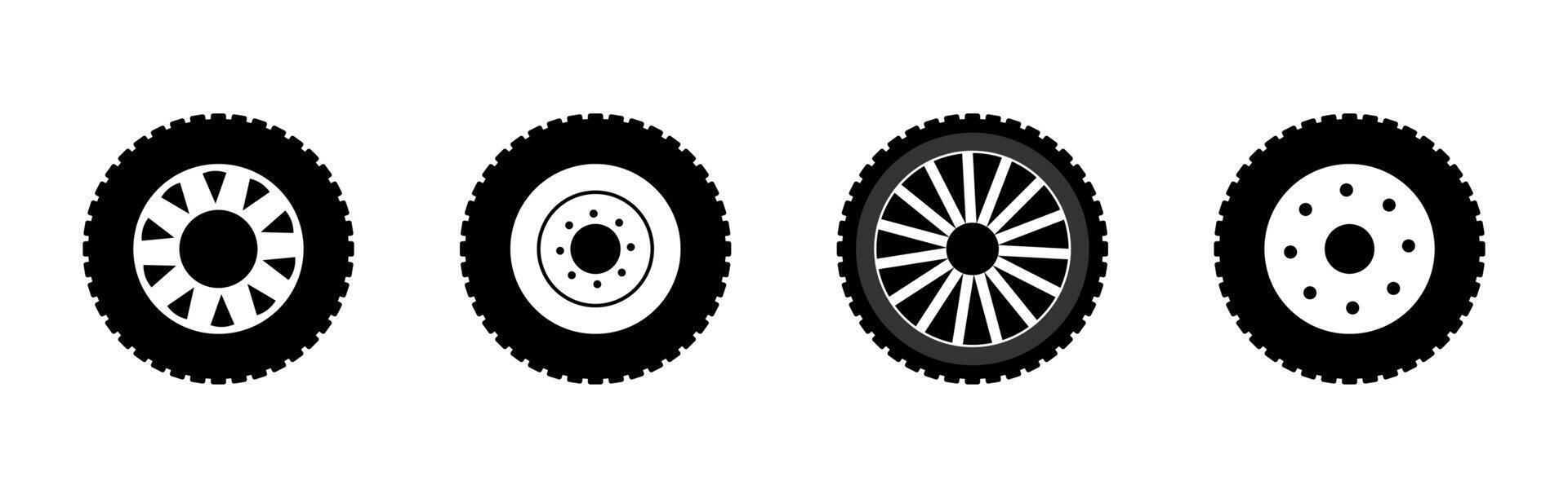 Different Types Car Tyres Alloy Wheels illustration vector
