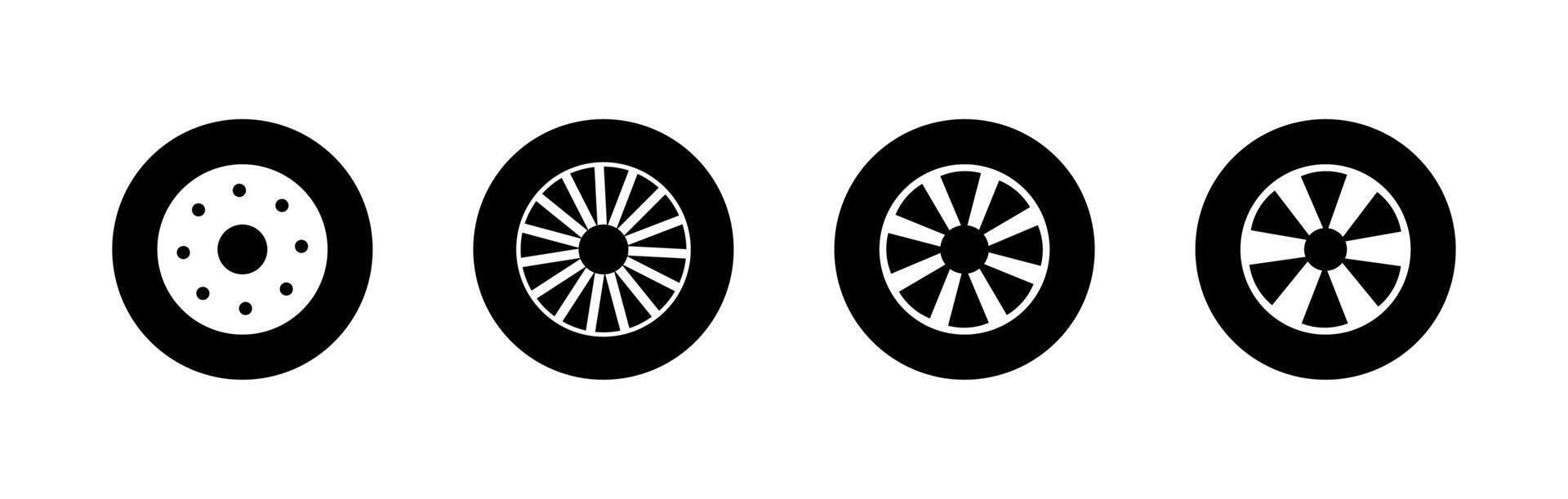 Different Types Car Tyres Alloy Wheels illustration vector