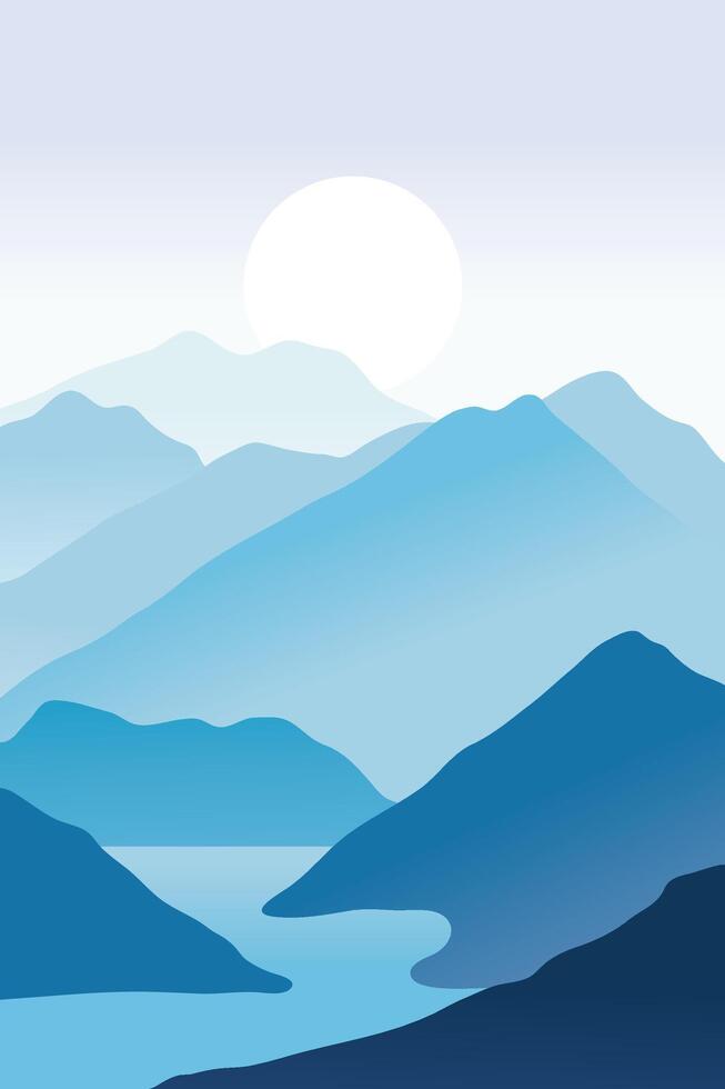 Mountain landscape with lake vector