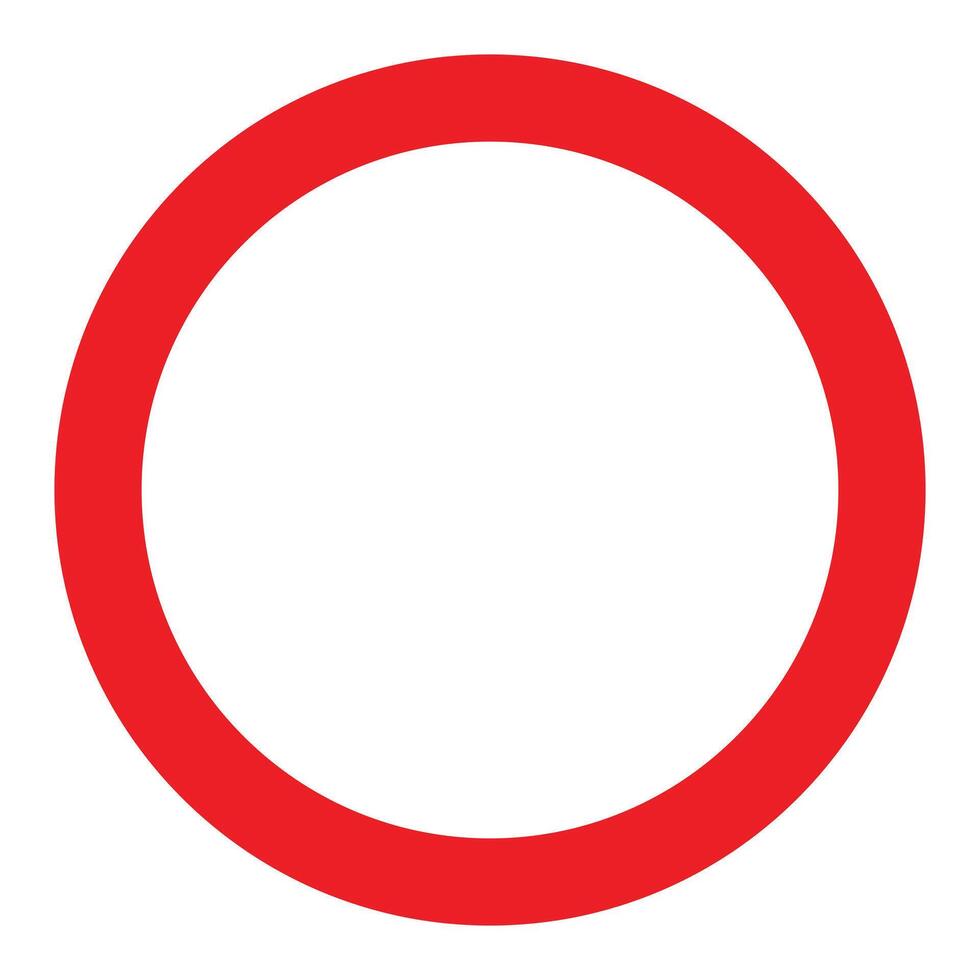 Prohibitory traffic sign Road closed, empty red circle symbol, isolated on white background vector