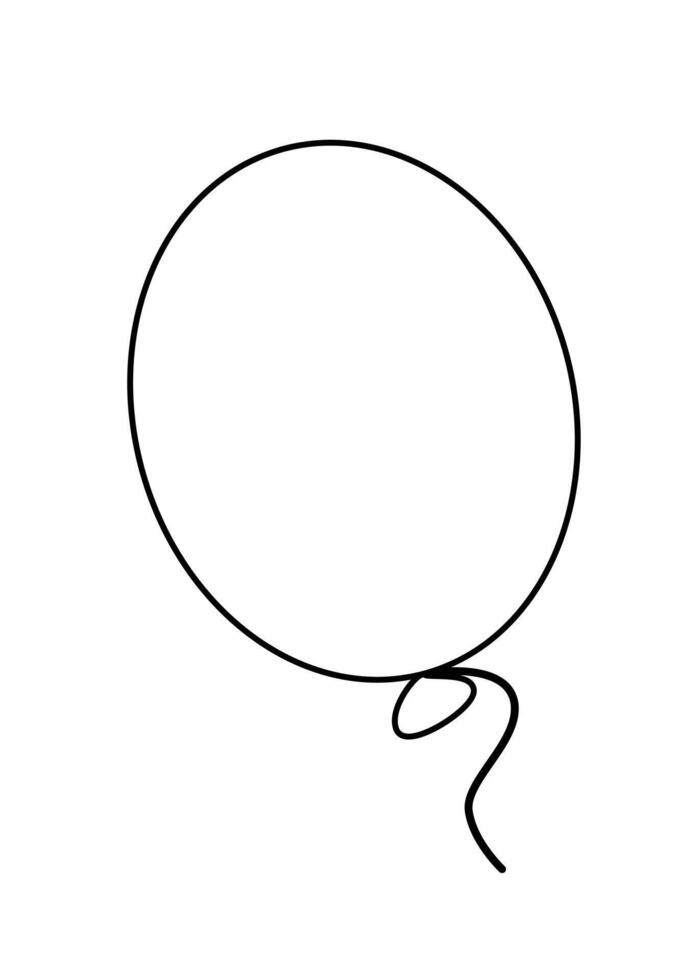 balloon - one party balloon, black and white cartoon illustration on white background vector
