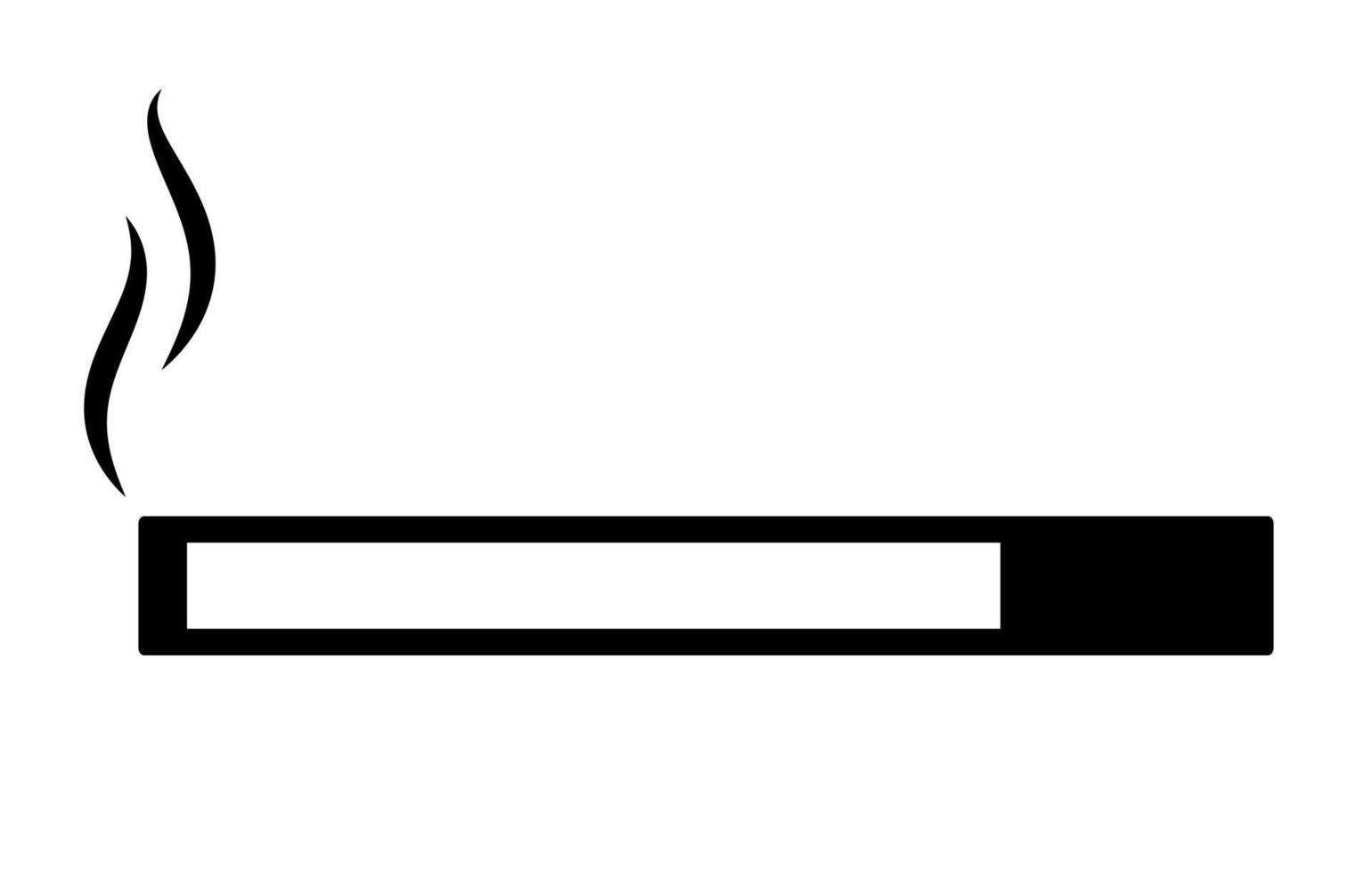 cigarette symbol, black and white simple illustration of lit cigarette with smoke isolated on white background vector