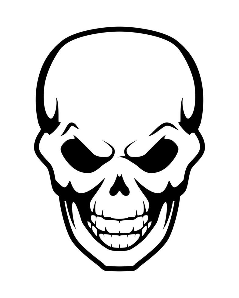 human skull, black and white tattoo illustration, isolated on white background vector