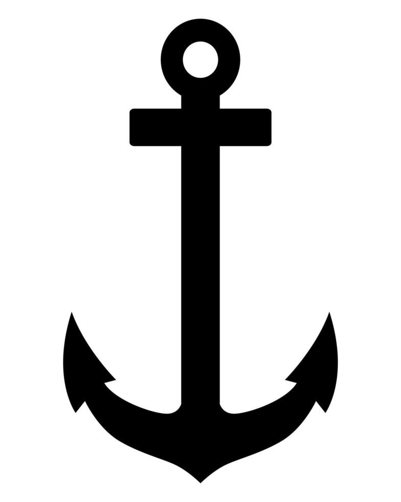 anchor silhouette symbol shape, black and white illustration, white background vector