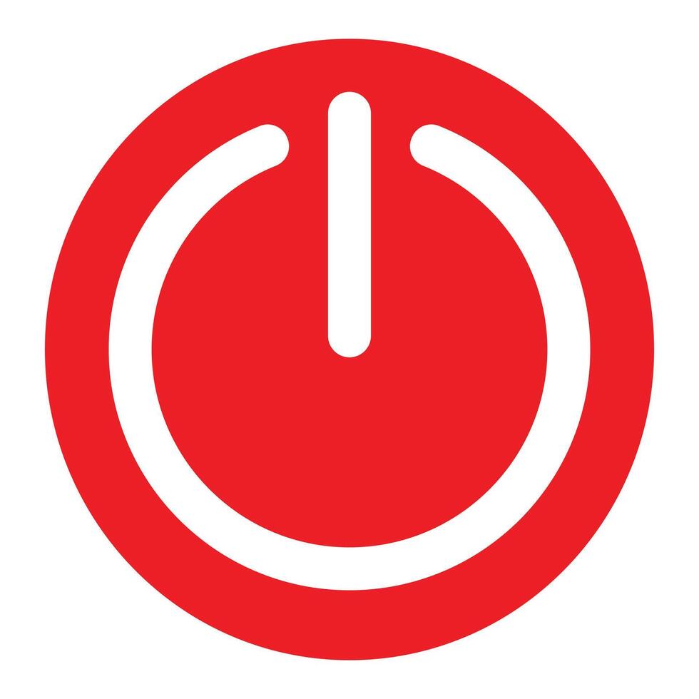 power button icon, red and white simple illustration of switch symbol, isolated on white background vector
