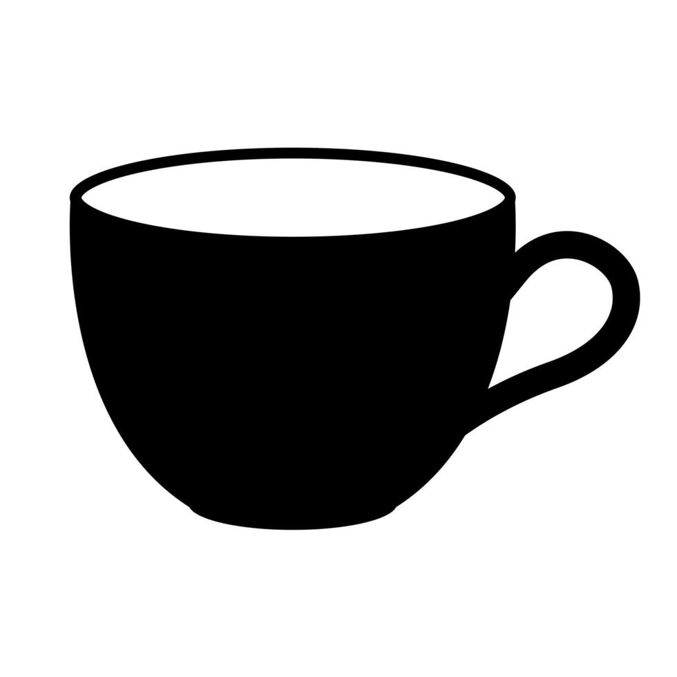 cup silhouette shape, black and white illustration, white background vector