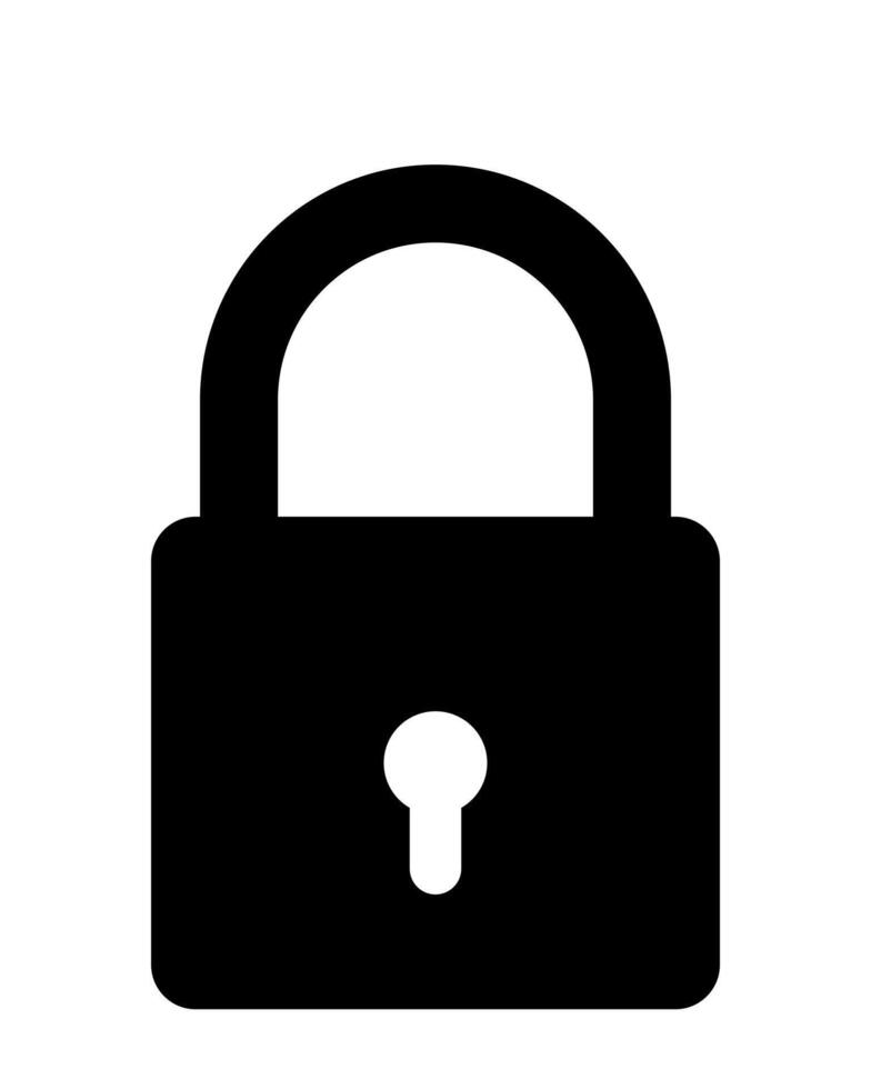 padlock, black and white illustration of locked lock, white background vector
