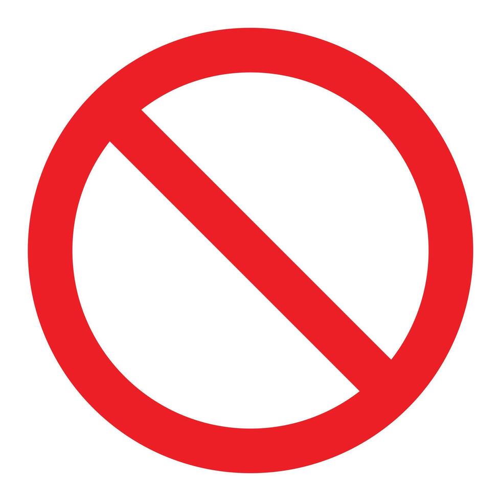 prohibitory sign, red crossed out circle symbol vector