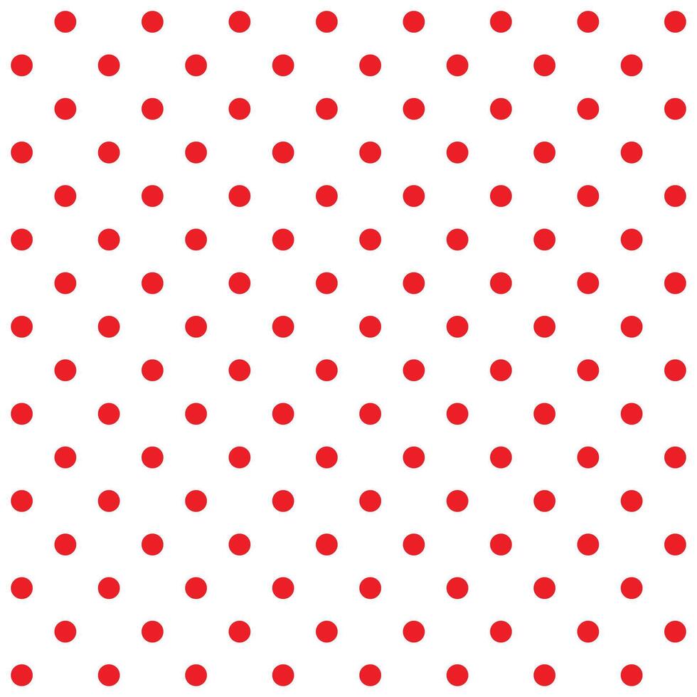 Polka dot pattern, red round dots on white background - dotted seamless repeatable texture background vector