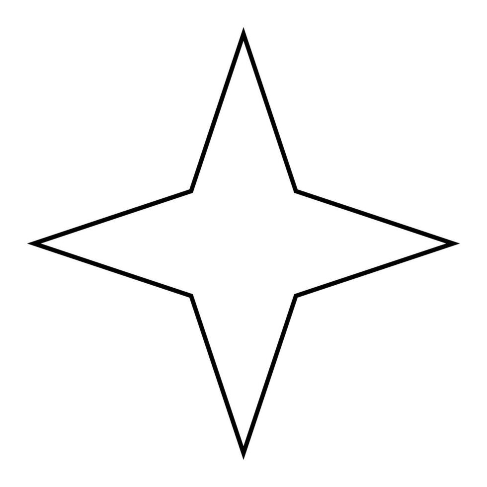 star shape symbol, black and white silhouette illustration of simple four pointed star isolated on white background vector