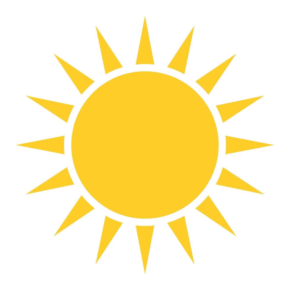 sun shape symbol, illustration of simple yellow star isolated on white background vector