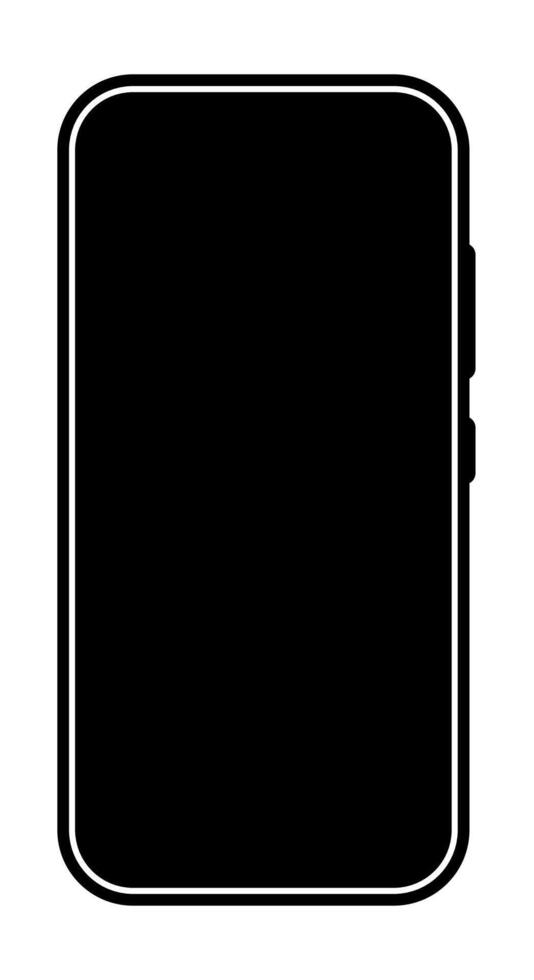 mobile phone silhouette shape, simple black and white illustration of smartphone, white background vector