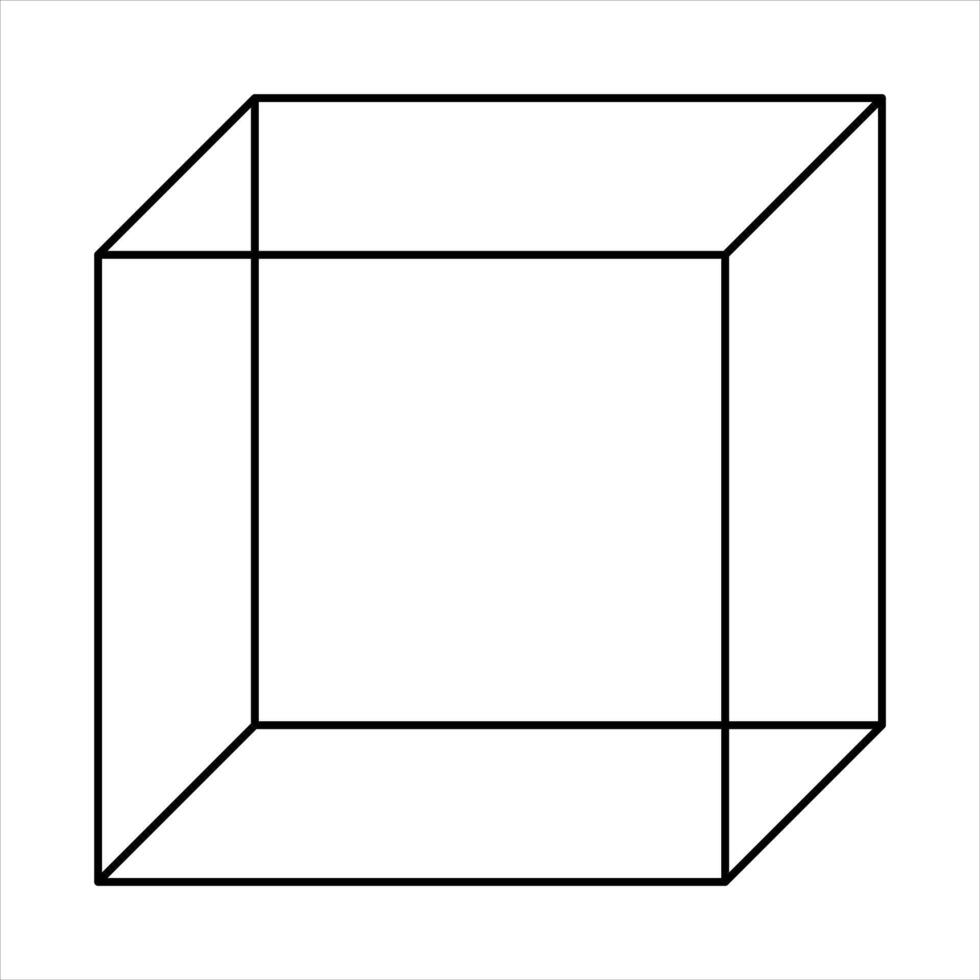 Cube shape, black and white illustration isolated on white background vector