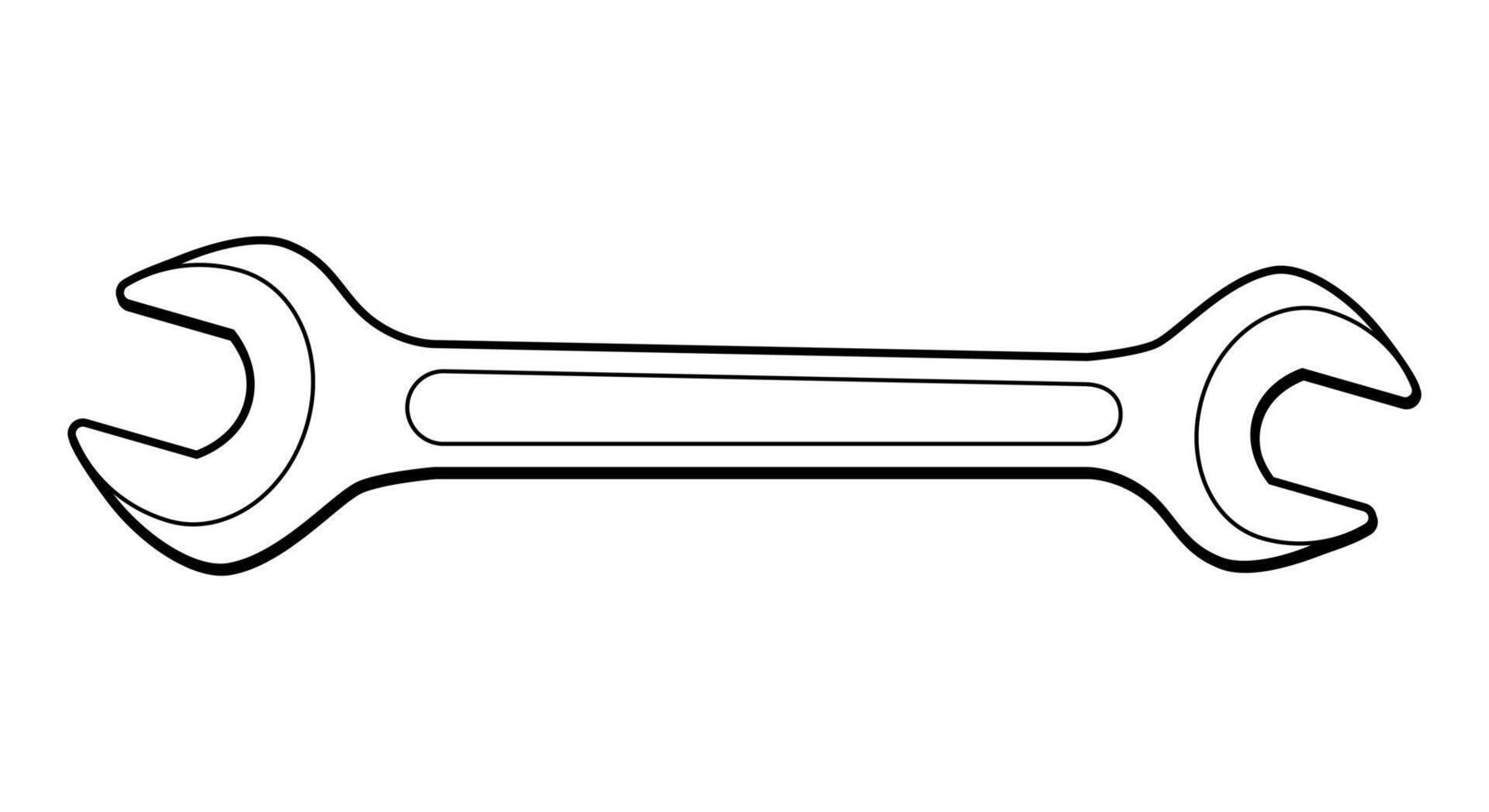 wrench, black and white illustration of hand tool spanner, white background vector