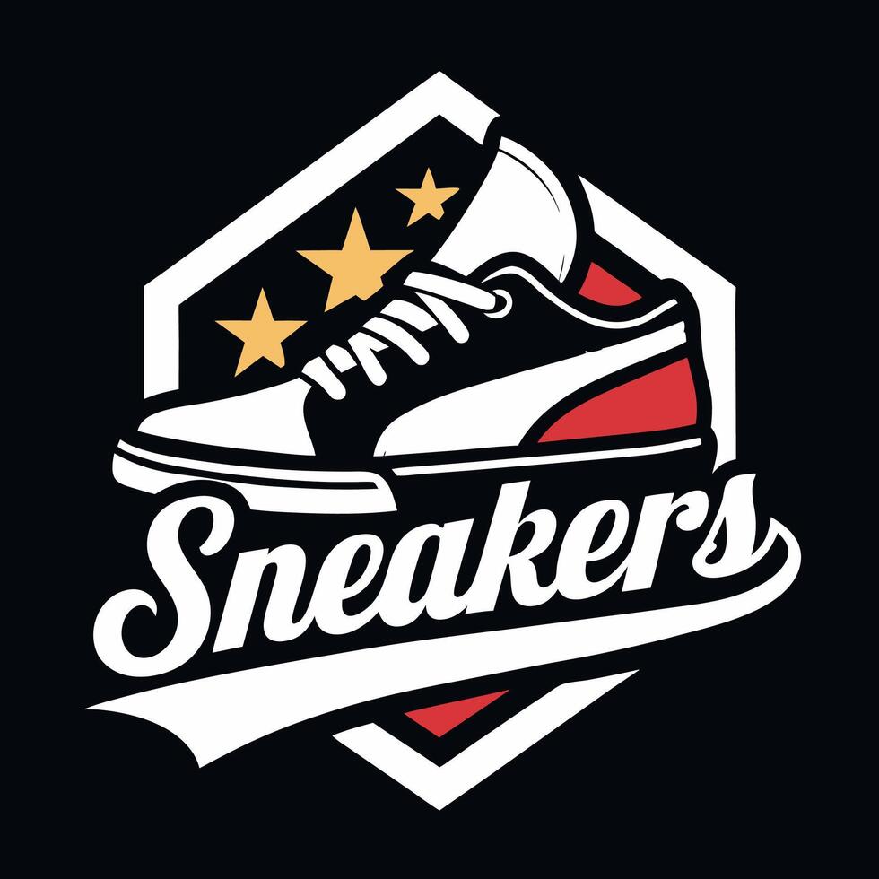 Sneakers shoes logo vintage for your community or your brand, tshirt design vector