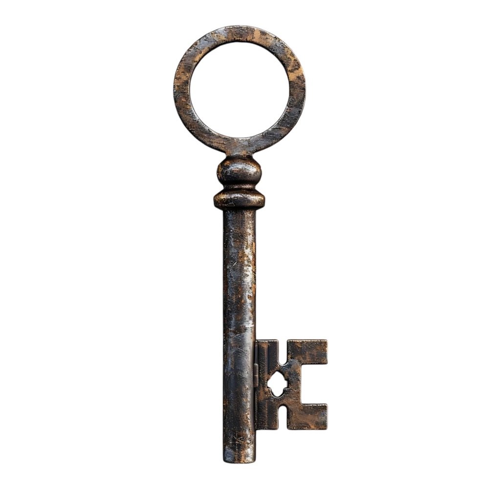 Rusty Old Key 3D Illustration png