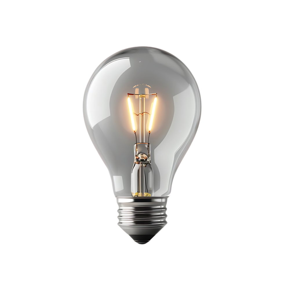 3D Render of a Glowing Light Bulb png