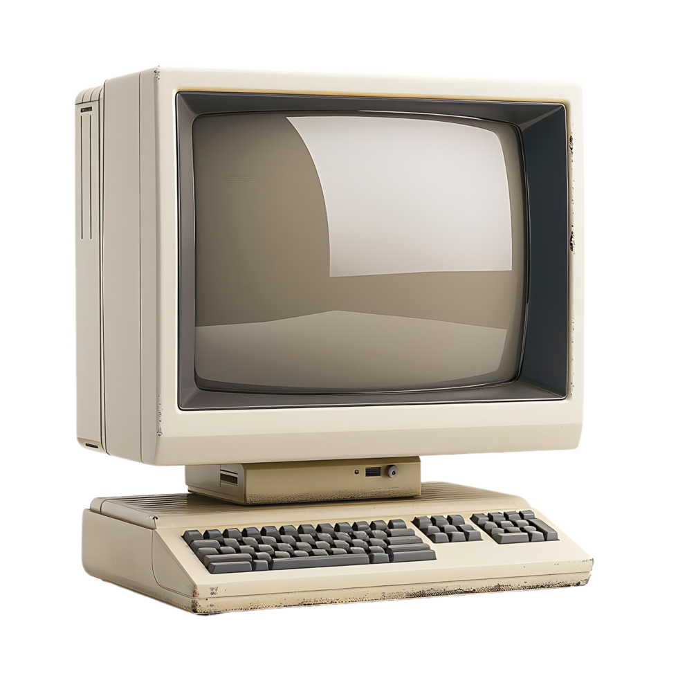 Vintage Beige Computer Desktop 3D Illustration png