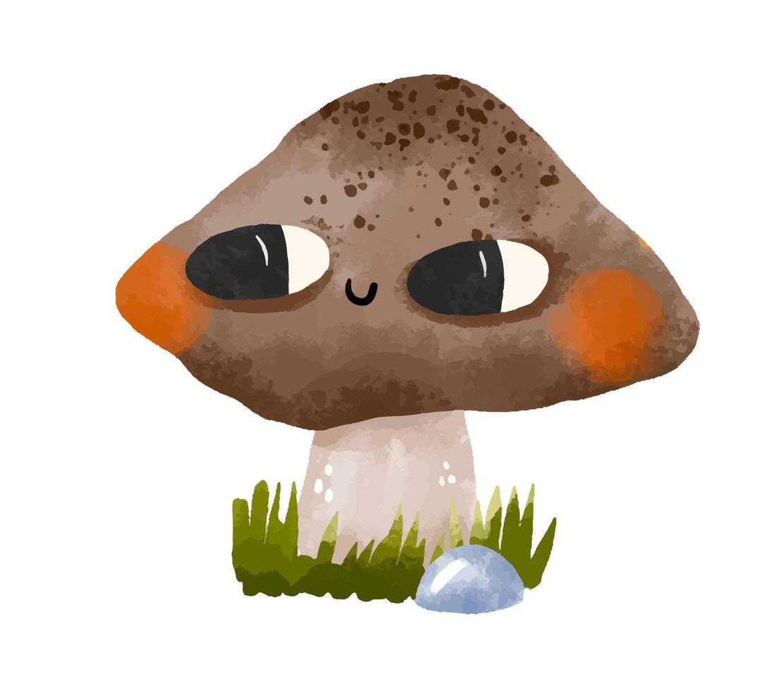 mushrooms. Collection of mycelium of fly agaric mushrooms. Chanterelles, champignons, toadstools and fly agarics. Fairytale mushrooms . Hand drawn cartoon illustration on isolated background vector