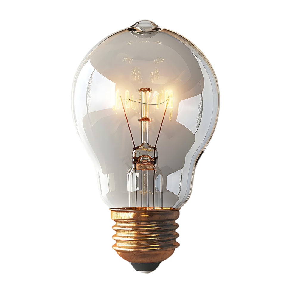 3D Render of a Glowing Light Bulb png