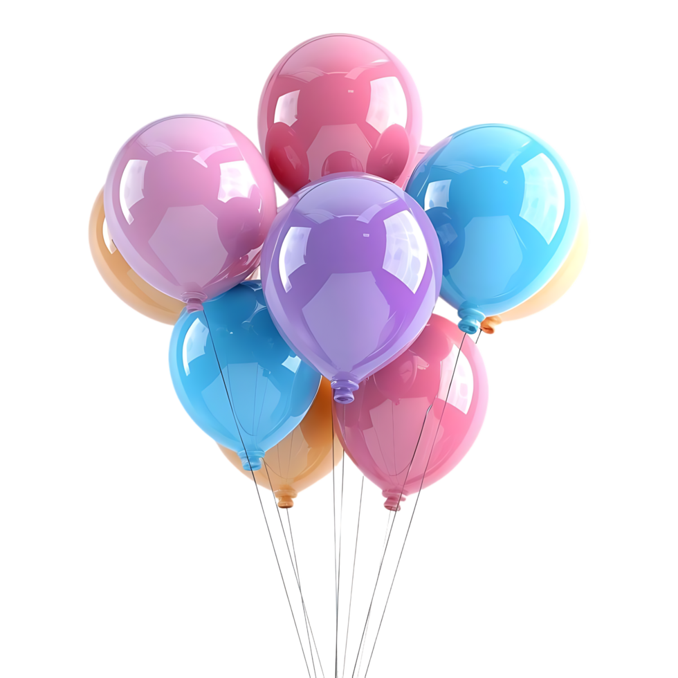 3D Illustration of Colorful Balloons Floating Upwards png