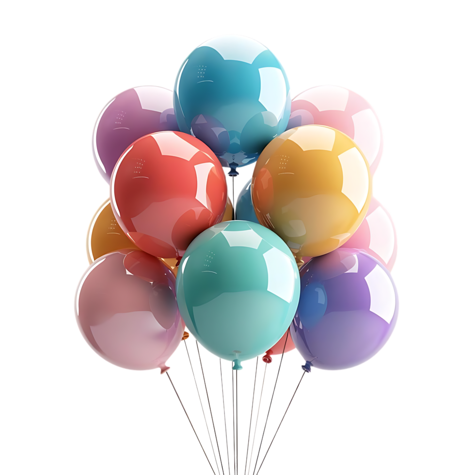 Colorful Balloons 3D Illustration png