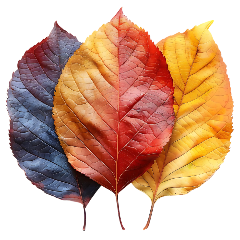 Three Colorful Autumn Leaves Illustration png