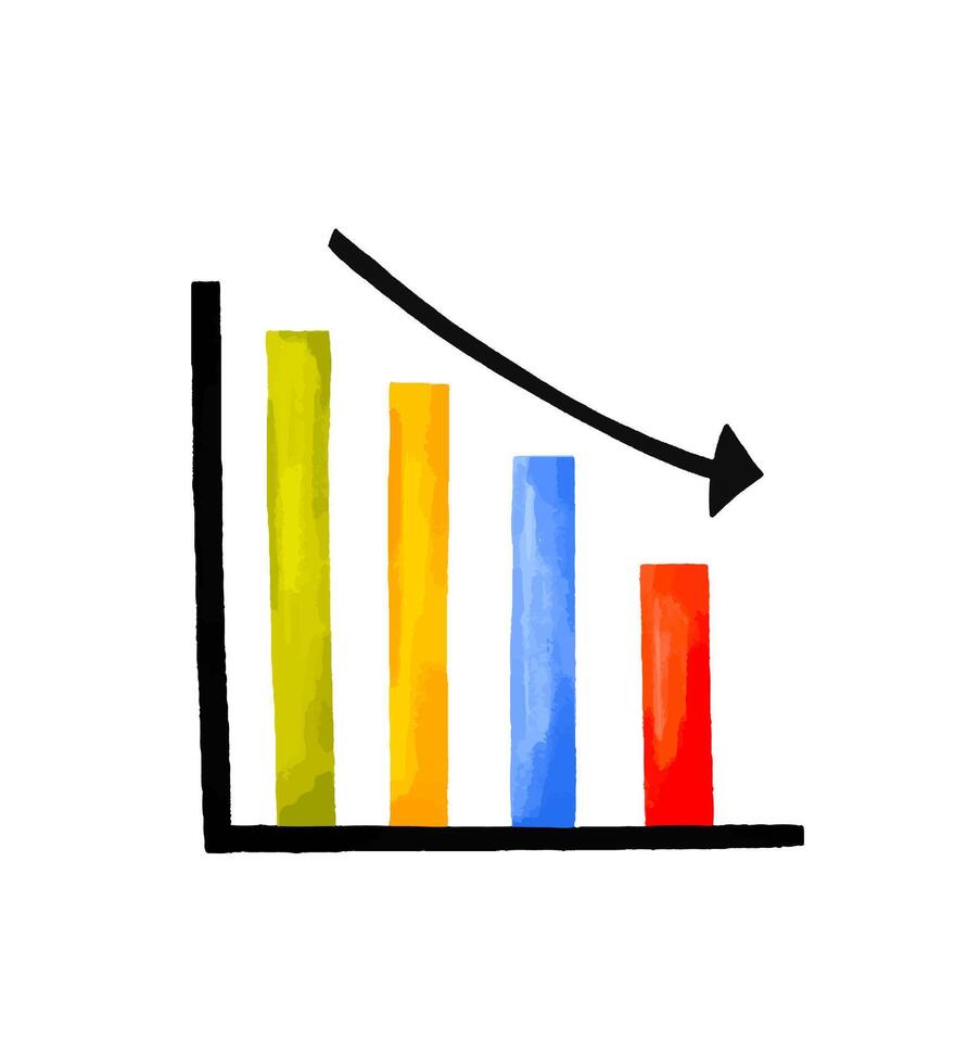 Set of growth graph hand drawn icons. Crtoon Business chart. Fin vector
