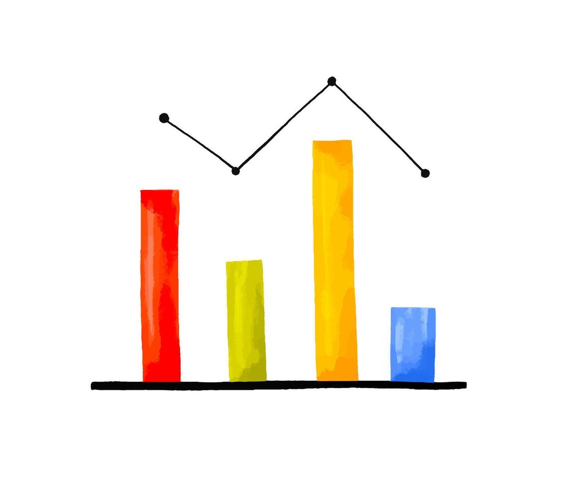 Set of growth graph hand drawn icons. Crtoon Business chart. Fin vector