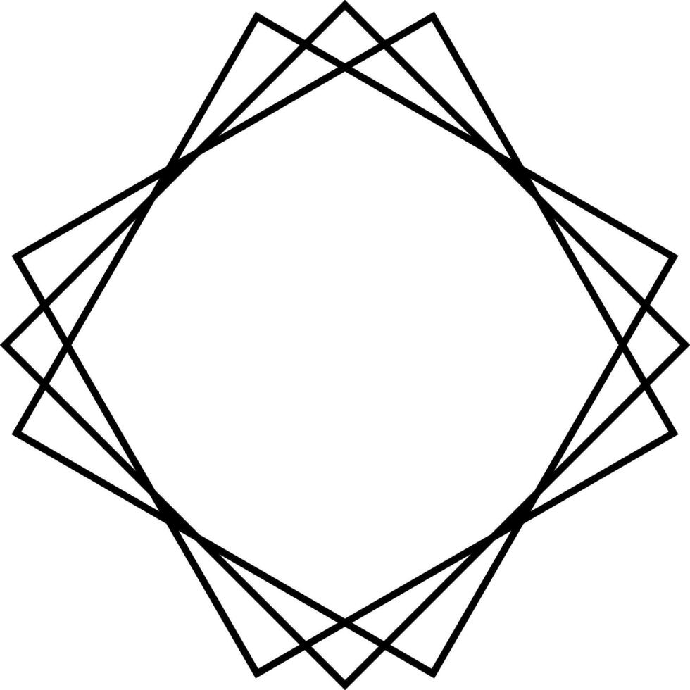 Hexagonal Star Frame with Symmetrical Lines in Black and White. Modern and Minimalist Design. illustration vector