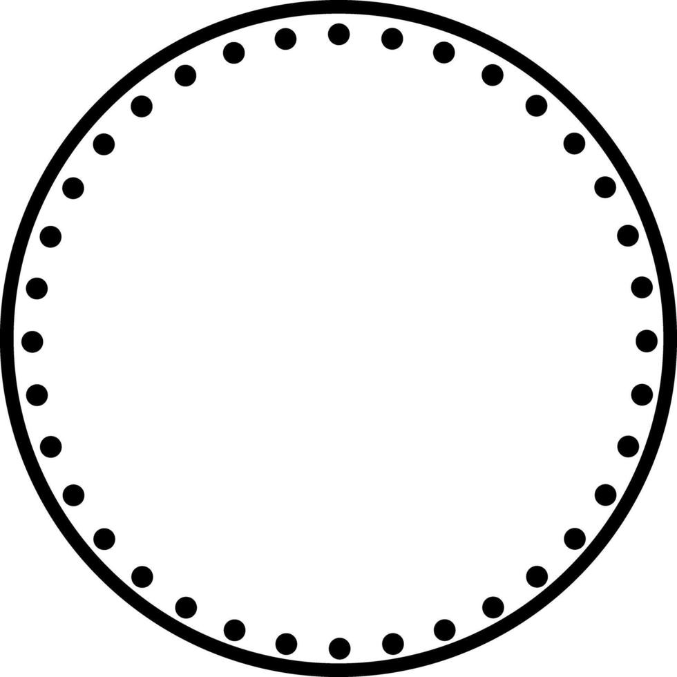 Abstract Circle Frame with Dotted Edge Inside. Geometric Symmetry and Minimalist Design. Black Circle Outline Element. illustration vector