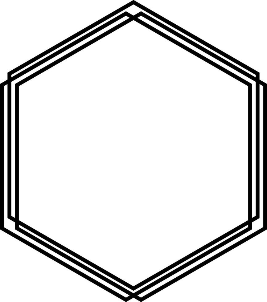Black Hexagon Frame. Hexagonal Border Overlay. Symmetrical Geometry in Modern Minimalistic Design. Futuristic Polygon Template. illustration vector