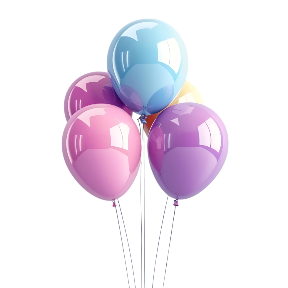 3D Render of Colorful Balloons - Celebration Party Decoration png