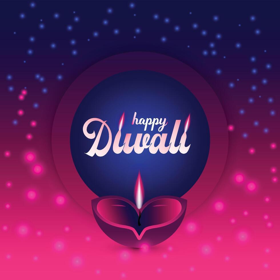 Happy Diwali with a modern design that features diya oil lamps,hindu festival social media post design Greeting card vector