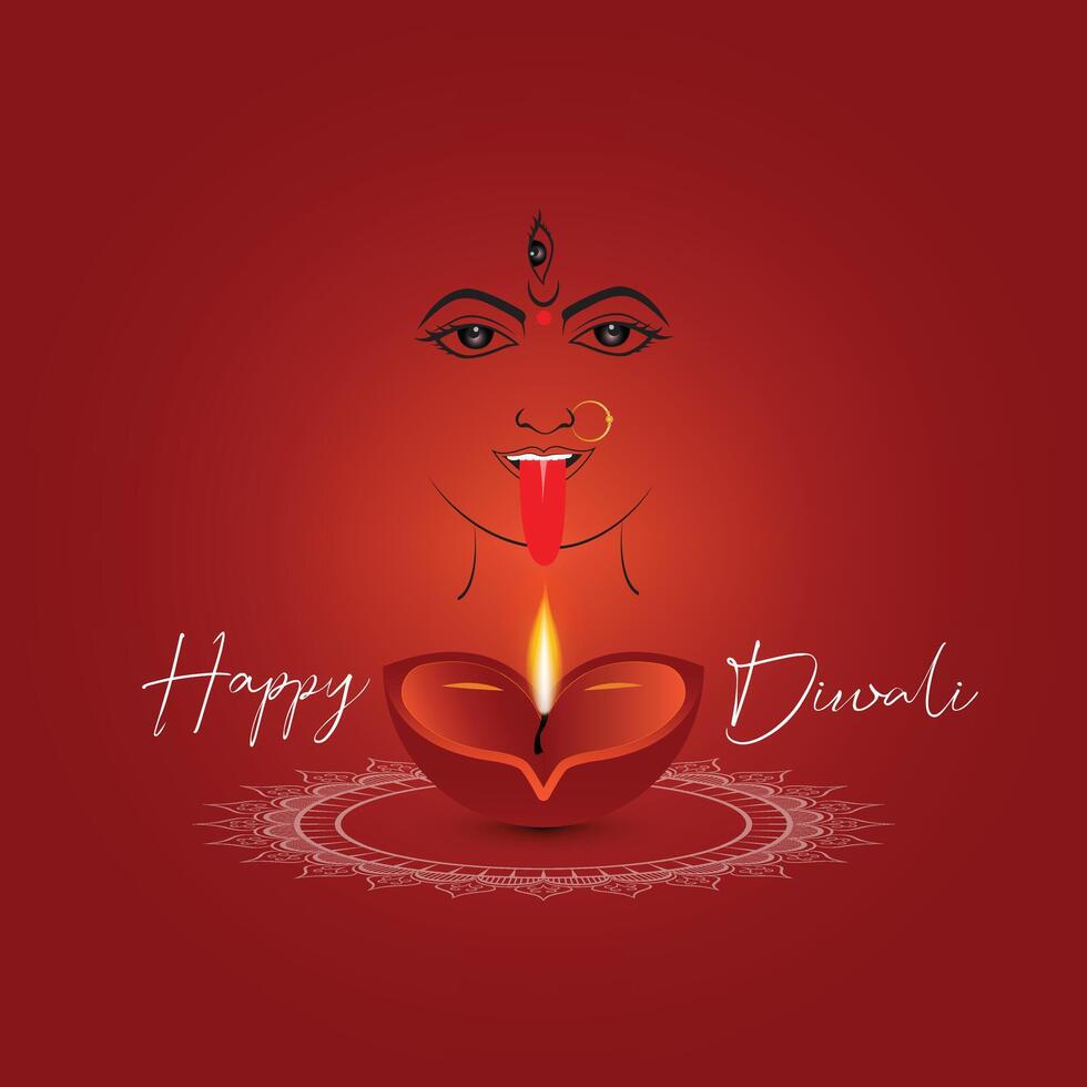 Happy Diwali with a modern design that features diya oil lamps,hindu festival social media post design Greeting card vector