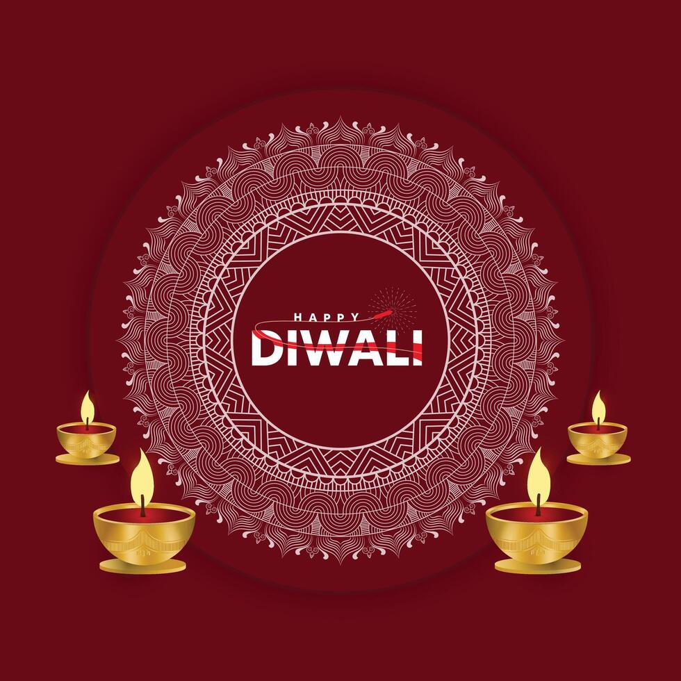 Happy Diwali with a modern design that features diya oil lamps,hindu festival social media post design Greeting card vector