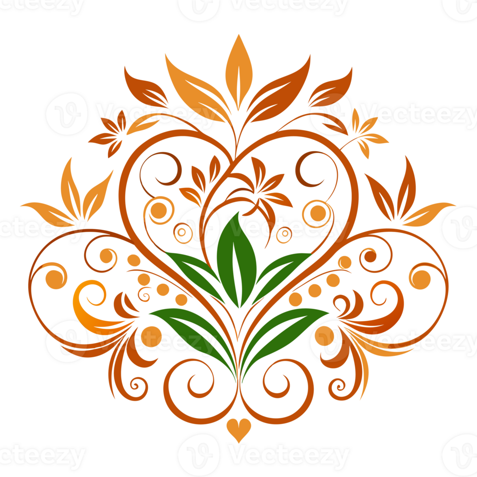 A symmetrical design featuring green and gold intricate floral patterns png