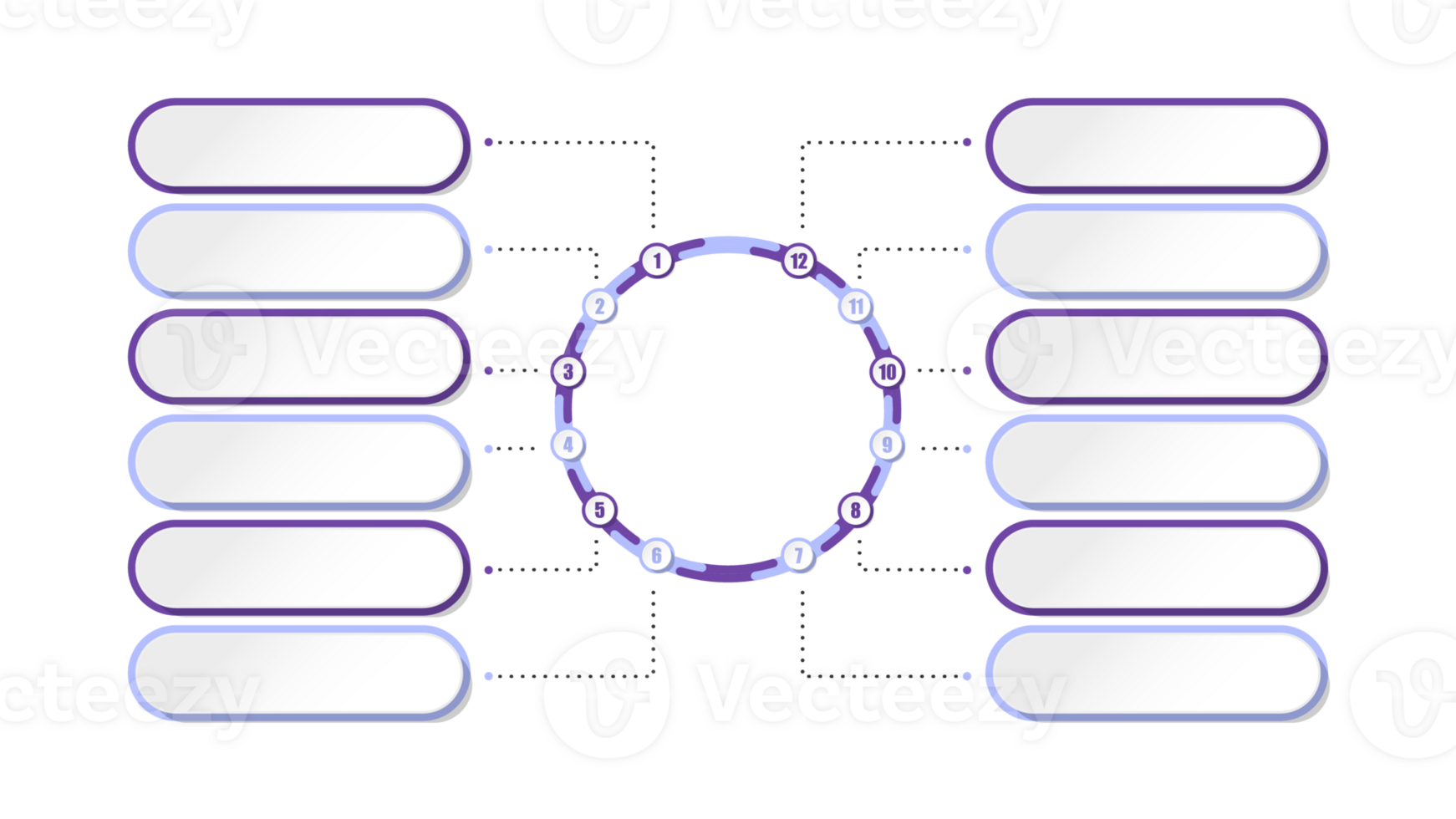 Blue tone circle infographic with 12 steps, process or options. Presentation slide template. png