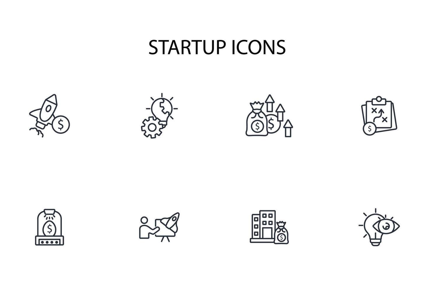Startup icon set..Editable stroke.linear style sign for use web design,logo.Symbol illustration. vector