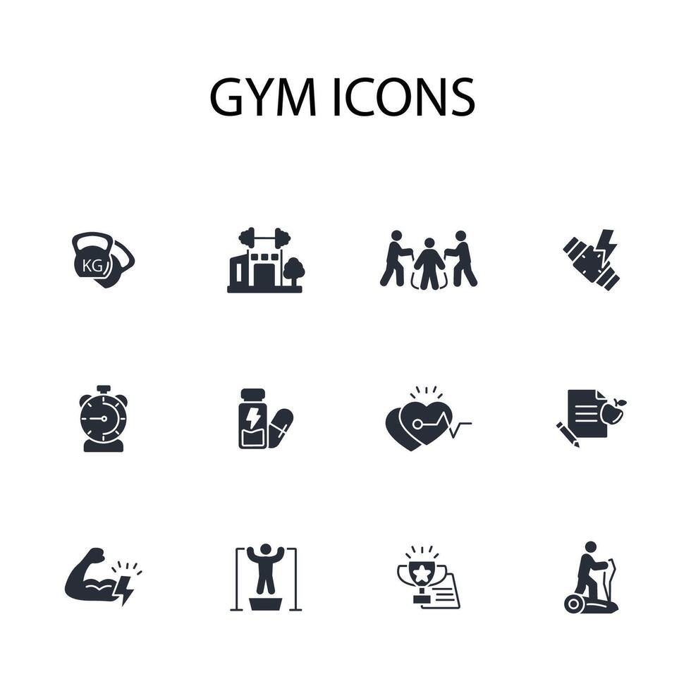Gym and fitness icon set..Editable stroke.linear style sign for use web design,logo.Symbol illustration. vector