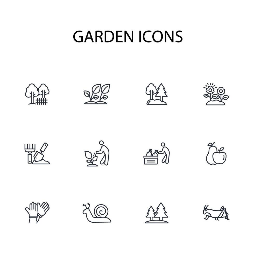 garden icon set..Editable stroke.linear style sign for use web design,logo.Symbol illustration. vector