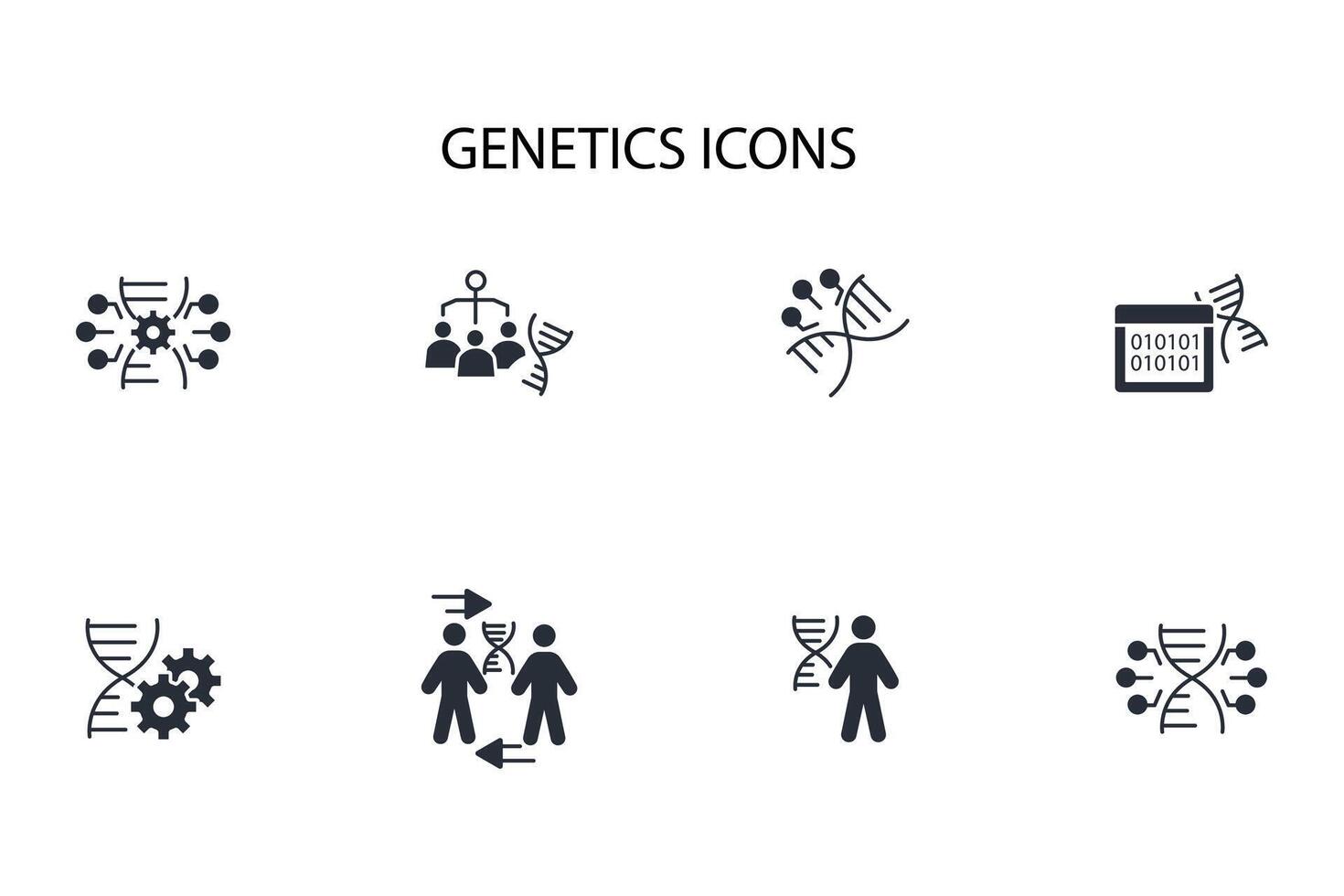Genetics icon set..Editable stroke.linear style sign for use web design,logo.Symbol illustration. vector