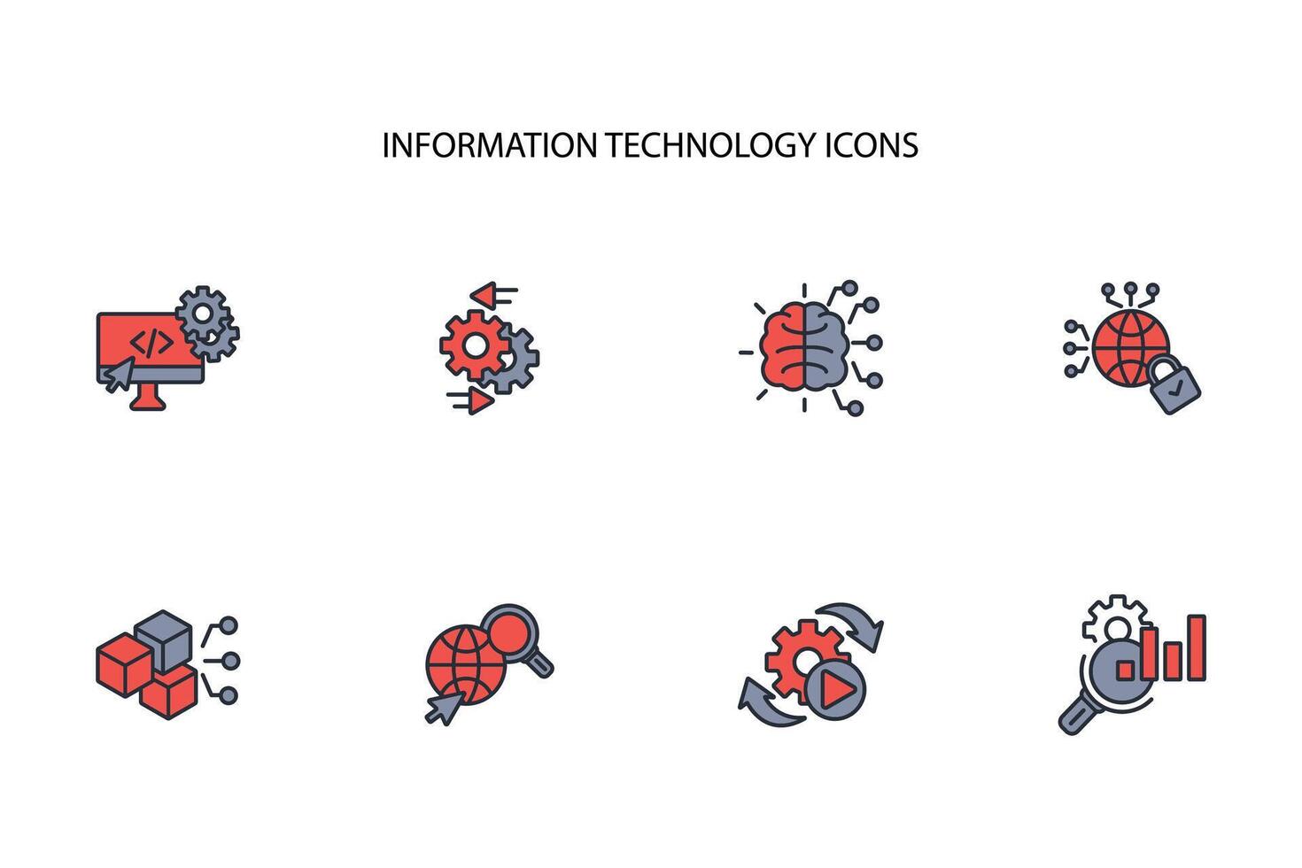 Information Technology icon set..Editable stroke.linear style sign for use web design,logo.Symbol illustration. vector