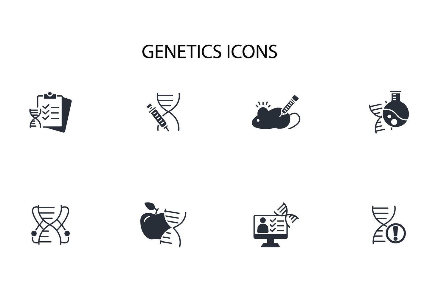 Genetics icon set..Editable stroke.linear style sign for use web design,logo.Symbol illustration. vector