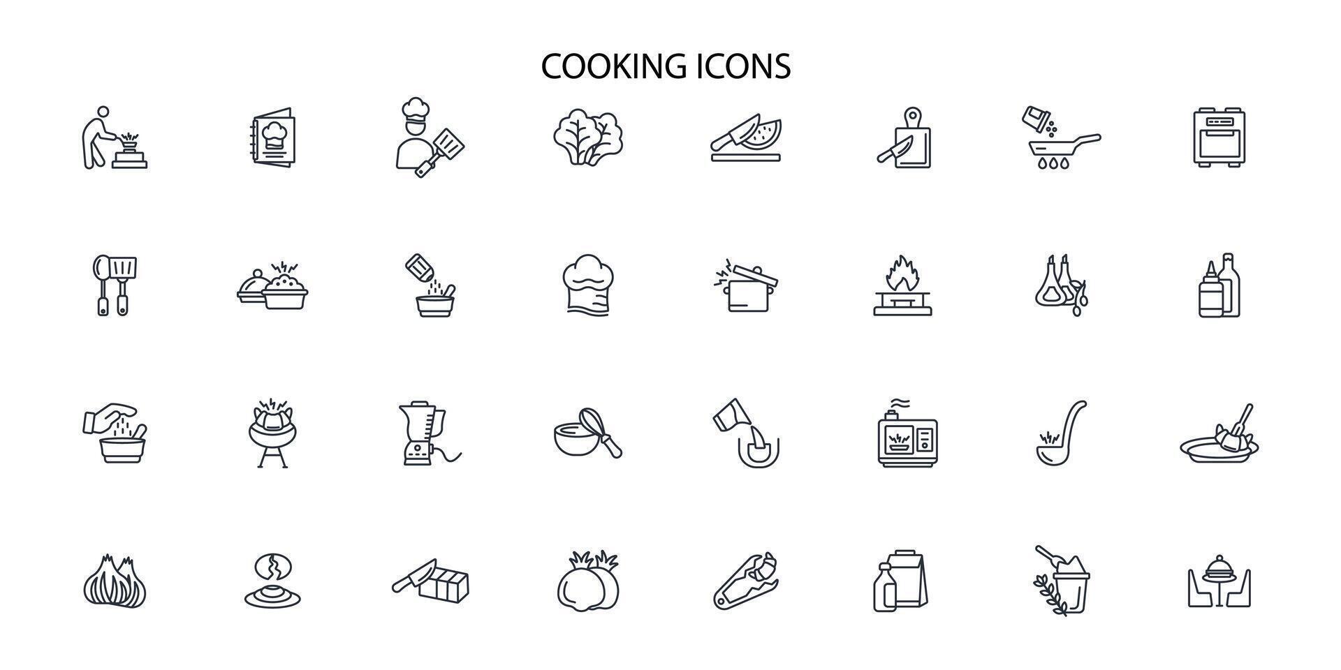 Cooking icon set..Editable stroke.linear style sign for use web design,logo.Symbol illustration. vector